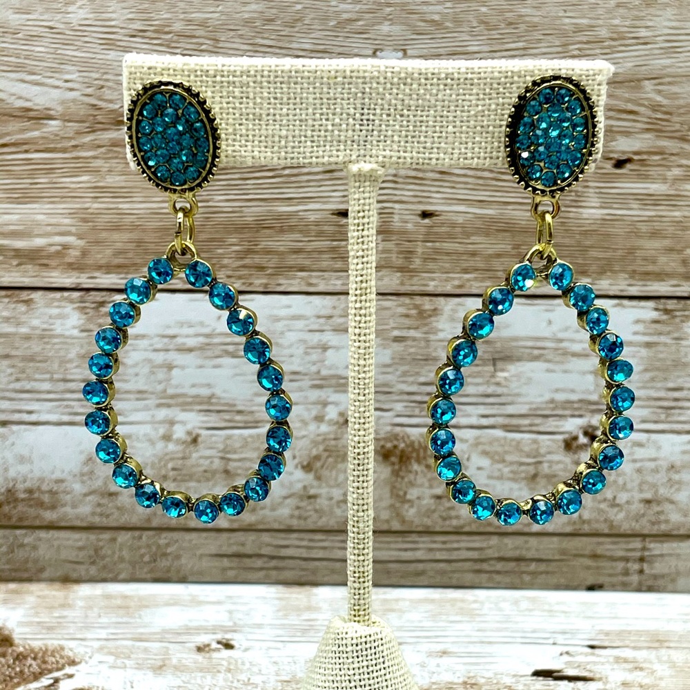 TURQUOISE CRYSTAL TEARDROP EARRINGS